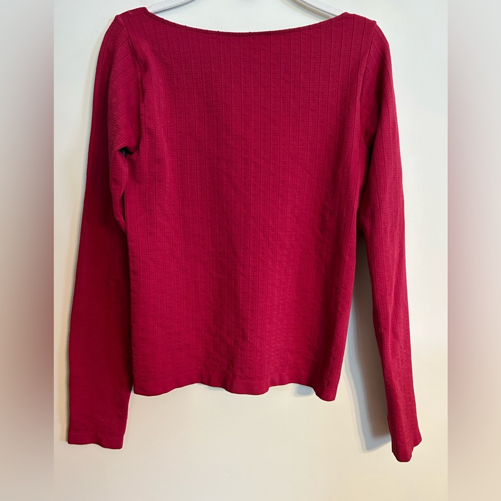 Anthropology Textured Long Sleeve Top with Scoop Back